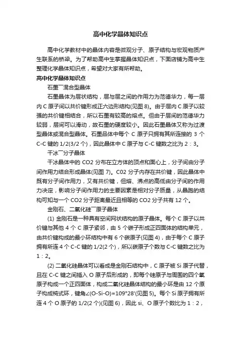 高中化学晶体知识点
