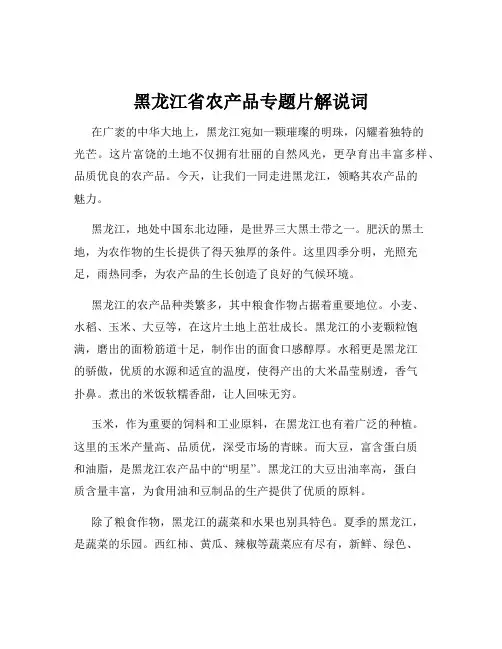 黑龙江省农产品专题片解说词