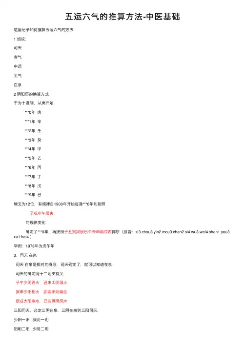 五运六气的推算方法-中医基础