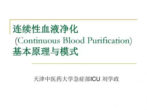 连续性血液净化原理与模式 PPT课件