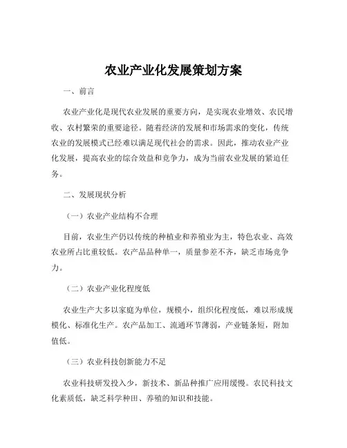 农业产业化发展策划方案