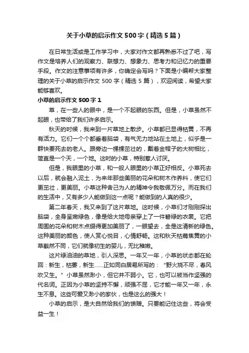 关于小草的启示作文500字（精选5篇）