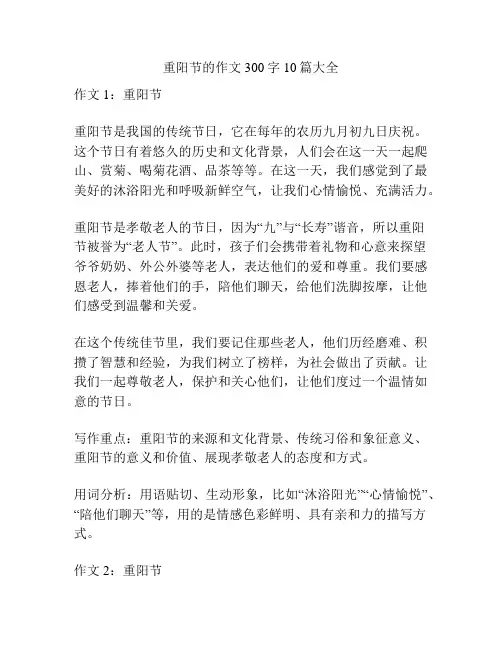 重阳节的作文300字10篇大全