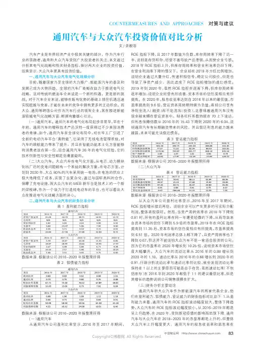 通用汽车与大众汽车投资价值对比分析
