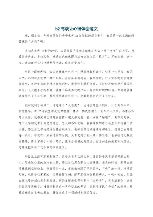 b2驾驶证心得体会范文