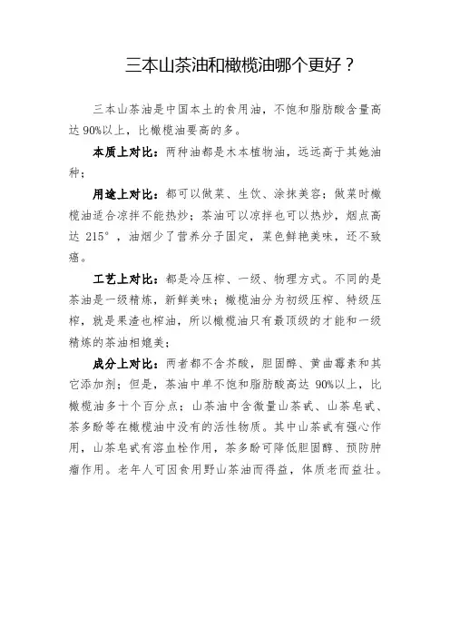 山茶油和橄榄油比那个要好