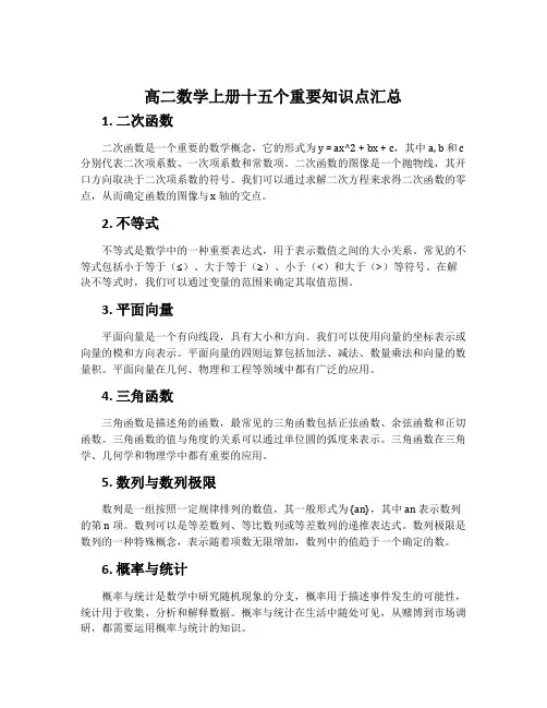 高二数学上册十五个重要知识点汇总