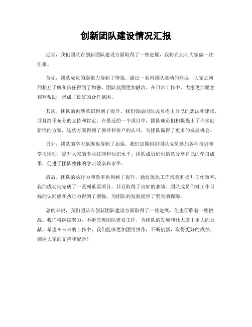 创新团队建设情况汇报