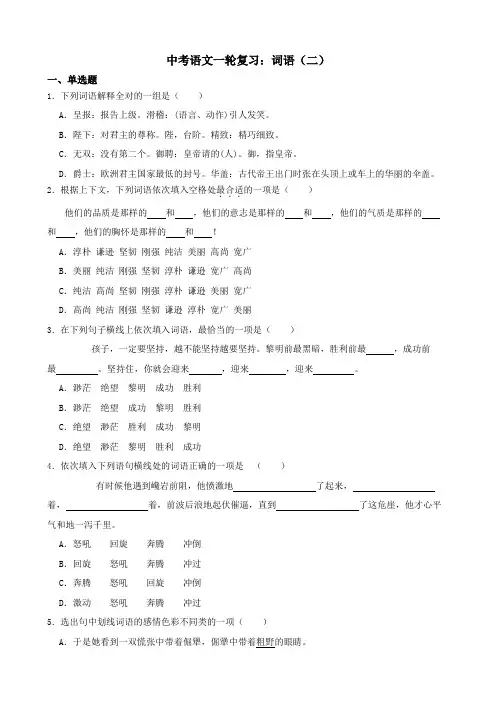 中考语文一轮复习：词语(二)
