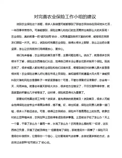 对完善农业保险工作小组的建议
