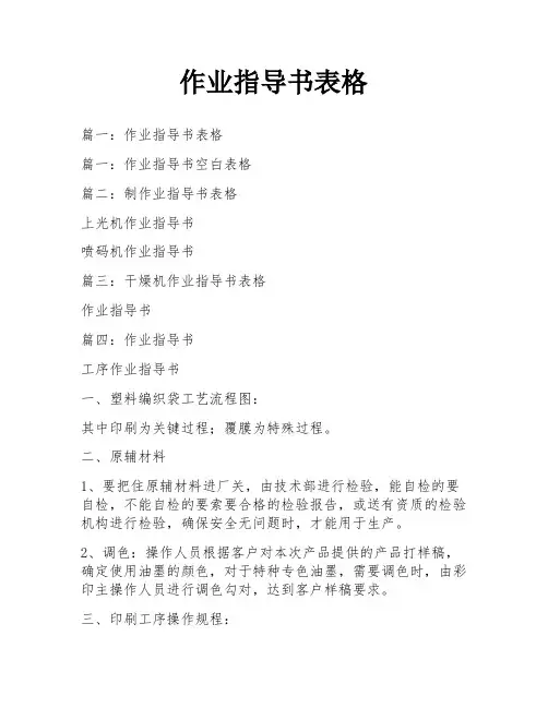 作业指导书表格