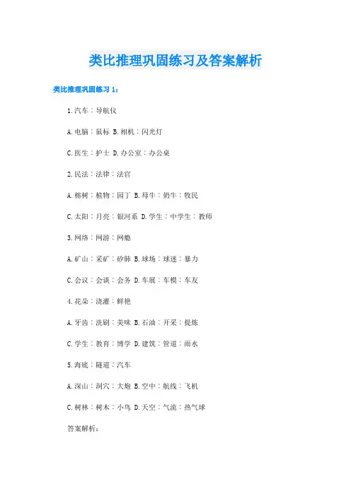 类比推理巩固练习及答案解析
