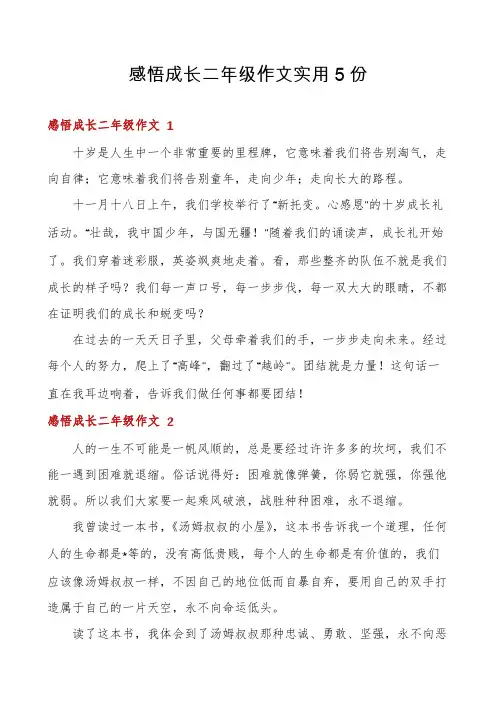 感悟成长二年级作文实用5份
