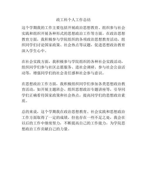 政工科个人工作总结