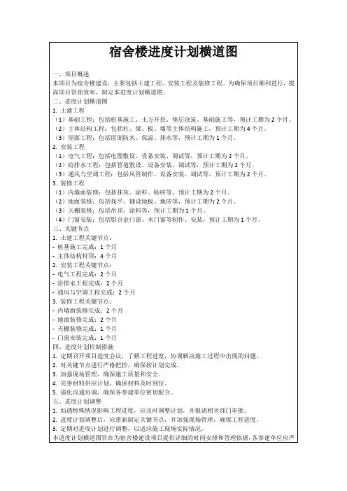宿舍楼进度计划横道图