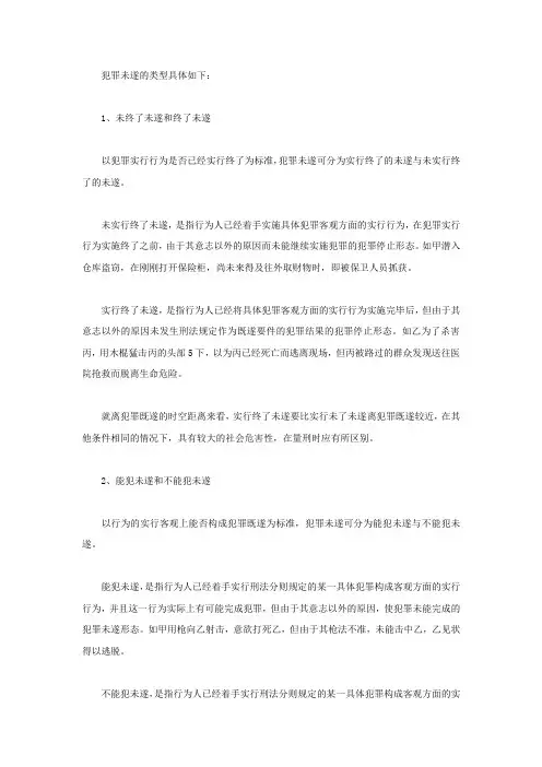 犯罪未遂的类型有哪些？