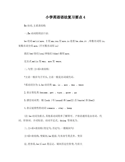小学语法总结Be动词,主系表结构