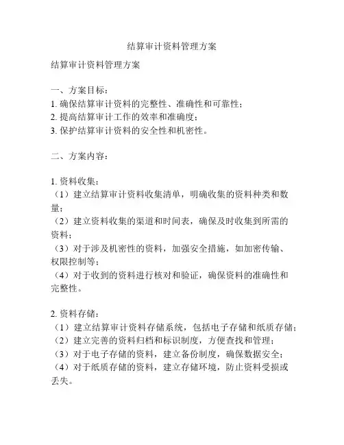 结算审计资料管理方案