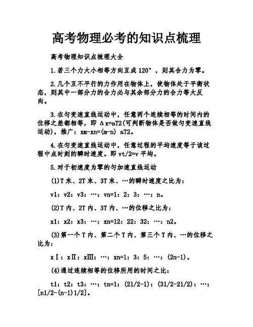 高考物理必考的知识点梳理