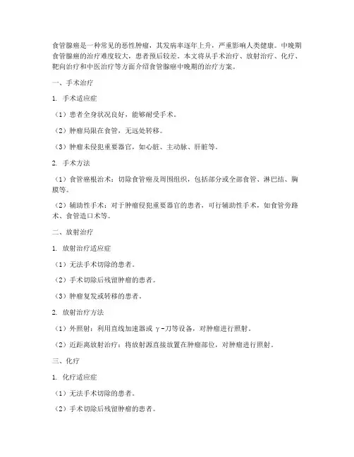 食管腺癌中晚期治疗方案