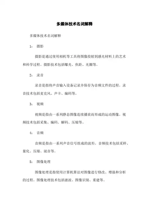 多媒体技术名词解释