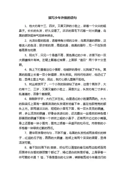 描写少年外貌的语句
