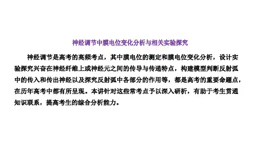 高三总复习生物课件 神经调节中膜电位变化分析与相关实验探究