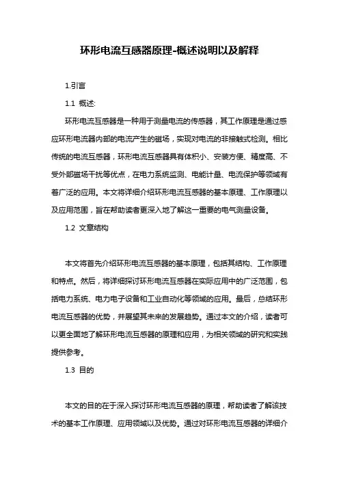 环形电流互感器原理-概述说明以及解释