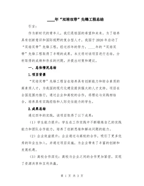 2024年“双培双带”先锋工程总结