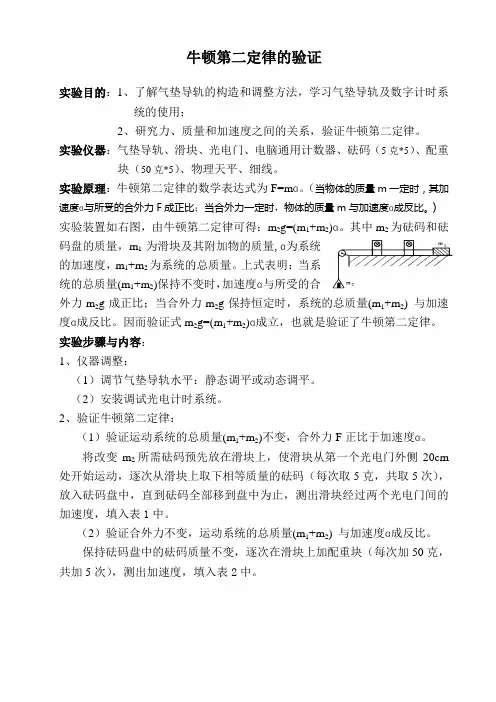 牛顿第二定律的验证