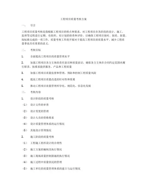 工程项目质量考核方案