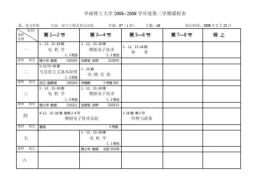 华南理工大学2008--2009学年度第二学期课程表(精)