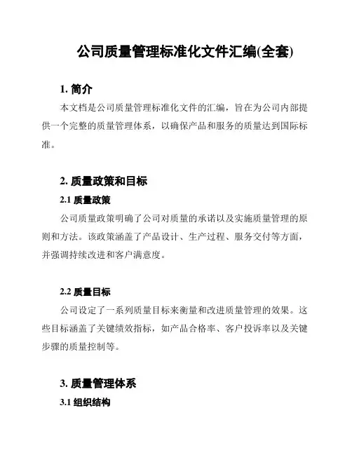 公司质量管理标准化文件汇编(全套)