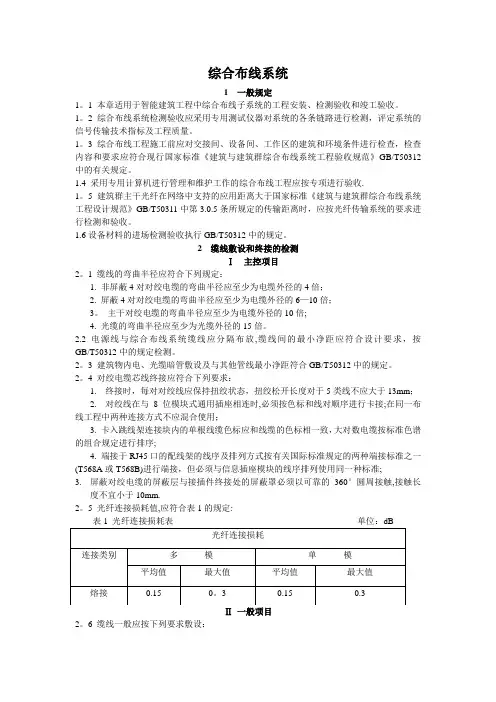 《综合布线系统》质量验收标准