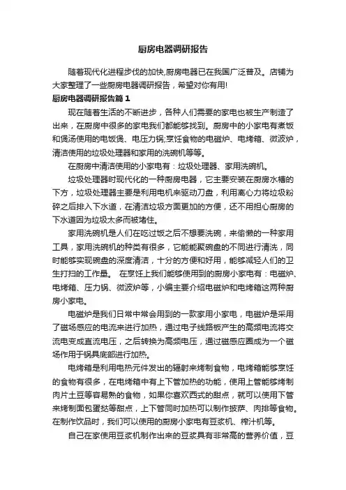厨房电器调研报告