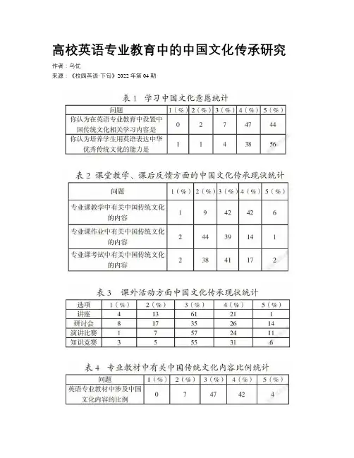 高校英语专业教育中的中国文化传承研究
