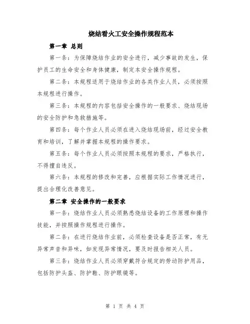 烧结看火工安全操作规程范本