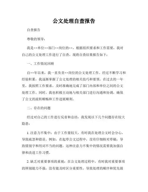 公文处理自查报告