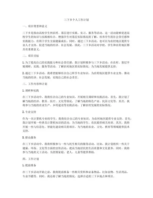 三下乡个人工作计划