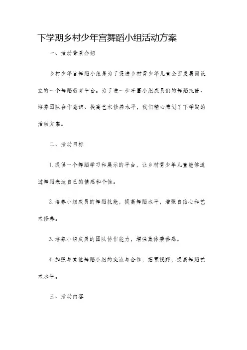 下学期乡村少年宫舞蹈小组活动方案