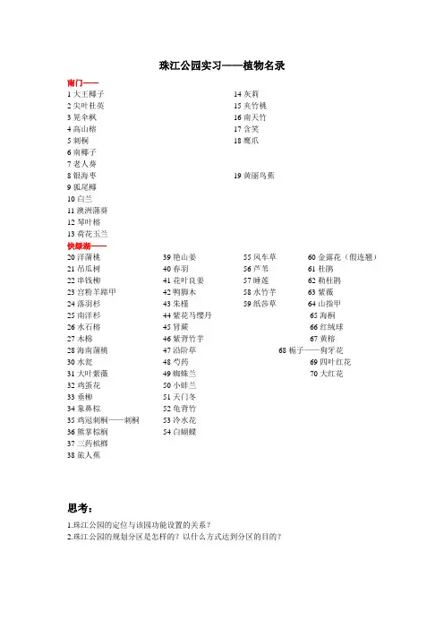 珠江公园植物名录