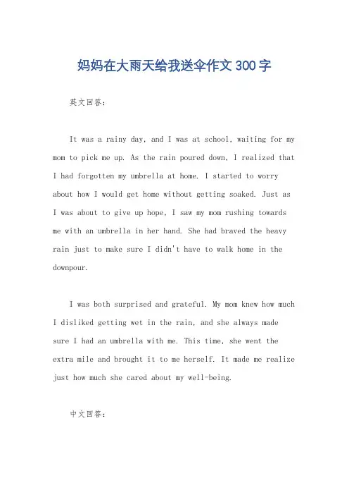 妈妈在大雨天给我送伞作文300字