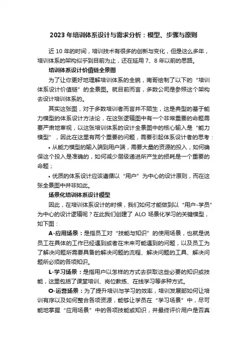 2023年培训体系设计与需求分析：模型、步骤与原则