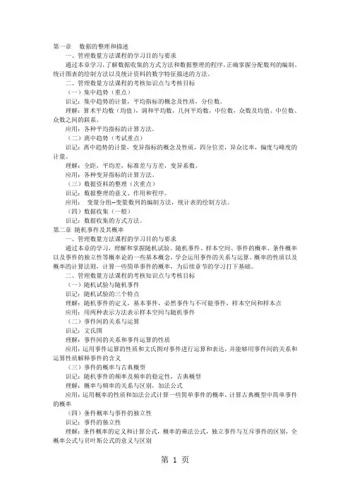 天津自考管理数量方法课程重点word精品文档5页