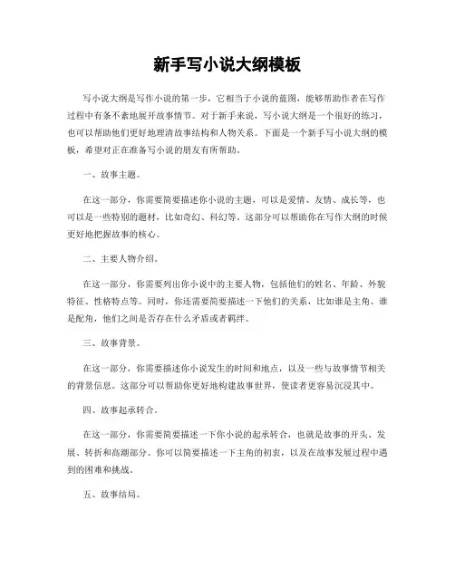 新手写小说大纲模板