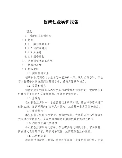 创新创业实训报告