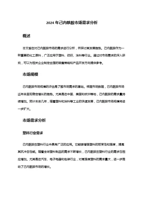 2024年己内酰胺市场需求分析
