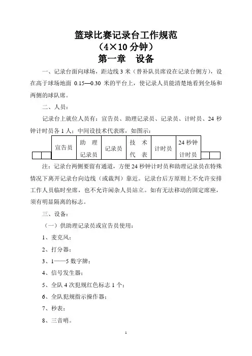 篮球比赛记录台工作规范