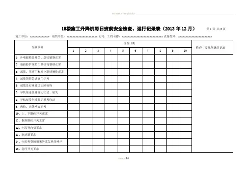施工升降机每日安全检查、运行记录表(修改版)