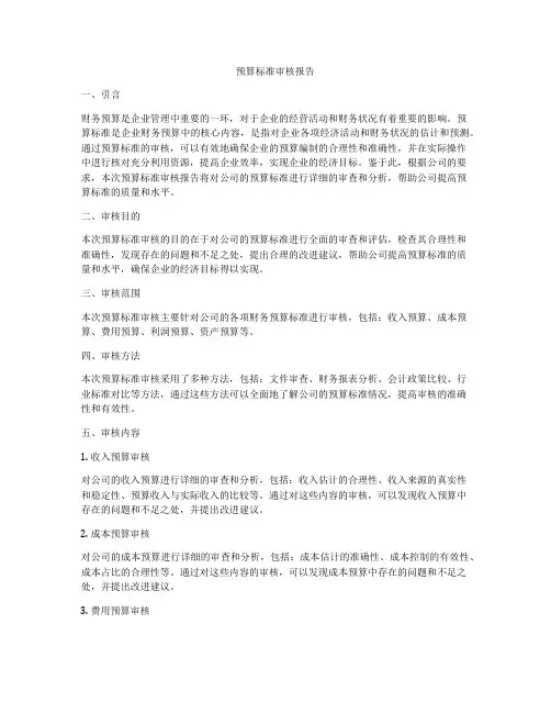 预算标准审核报告